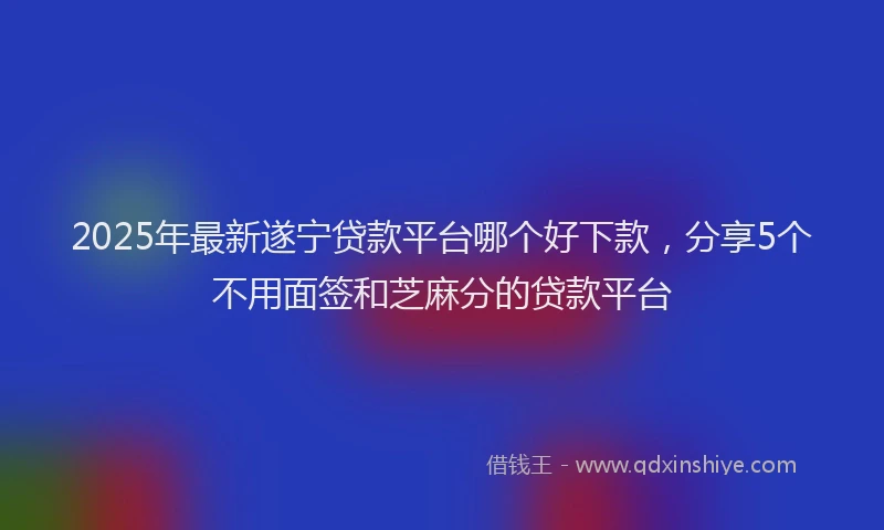2025年最新遂宁贷款平台哪个好下款，分享5个不用面签和芝麻分的贷款平台