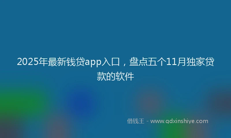 2025年最新钱贷app入口，盘点五个11月独家贷款的软件