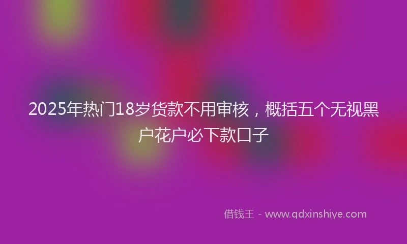 2025年热门18岁货款不用审核，概括五个无视黑户花户必下款口子