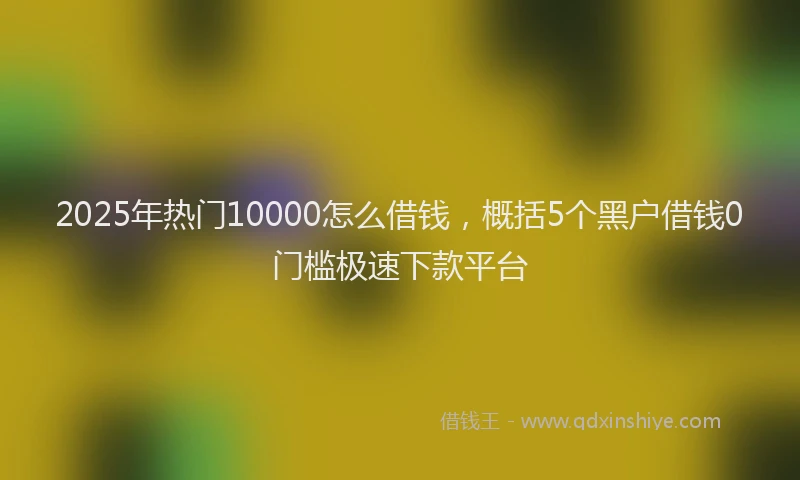 2025年热门10000怎么借钱，概括5个黑户借钱0门槛极速下款平台