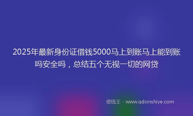 2025年最新身份证借钱5000马上到账马上能到账吗安全吗，总结五个无视一切的网贷