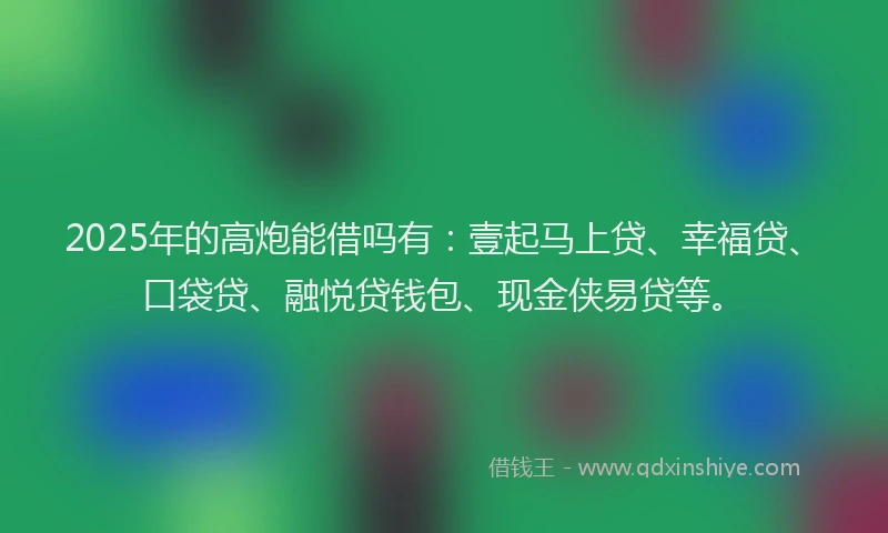 2025年的高炮能借吗有：壹起马上贷、幸福贷、口袋贷、融悦贷钱包、现金侠易贷等。