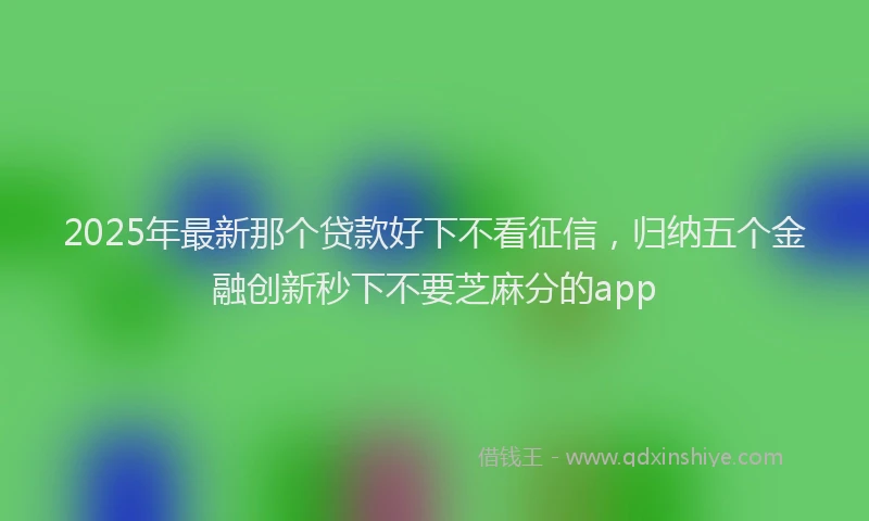 2025年最新那个贷款好下不看征信，归纳五个金融创新秒下不要芝麻分的app