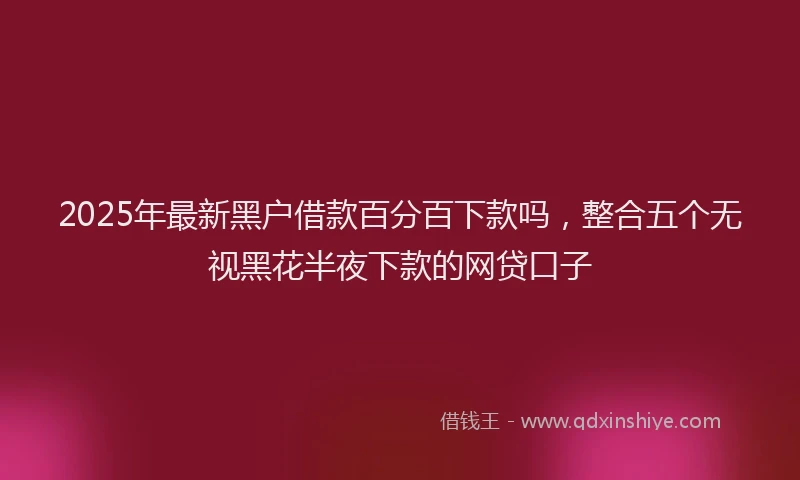 2025年最新黑户借款百分百下款吗，整合五个无视黑花半夜下款的网贷口子