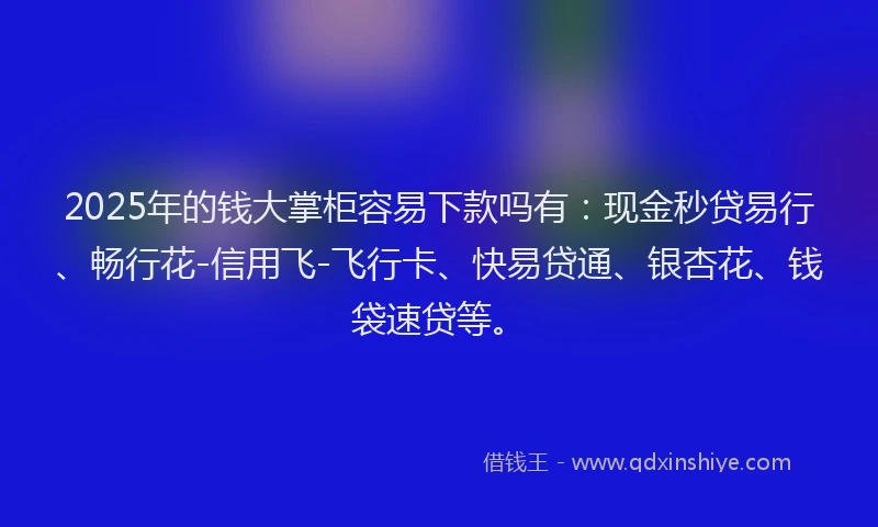 2025年的钱大掌柜容易下款吗有：现金秒贷易行、畅行花-信用飞-飞行卡、快易贷通、银杏花、钱袋速贷等。