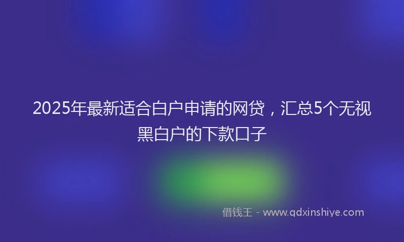 2025年最新适合白户申请的网贷，汇总5个无视黑白户的下款口子