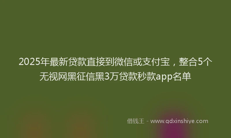 2025年最新贷款直接到微信或支付宝，整合5个无视网黑征信黑3万贷款秒款app名单