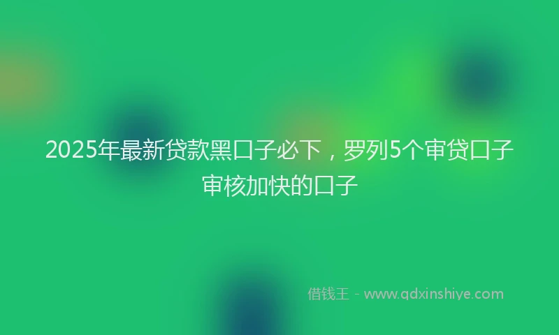 2025年最新贷款黑口子必下，罗列5个审贷口子审核加快的口子