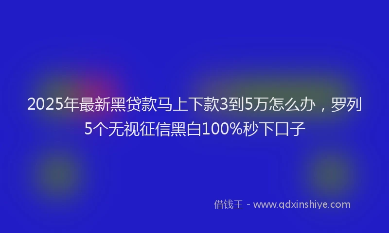 2025年最新黑贷款马上下款3到5万怎么办，罗列5个无视征信黑白100%秒下口子