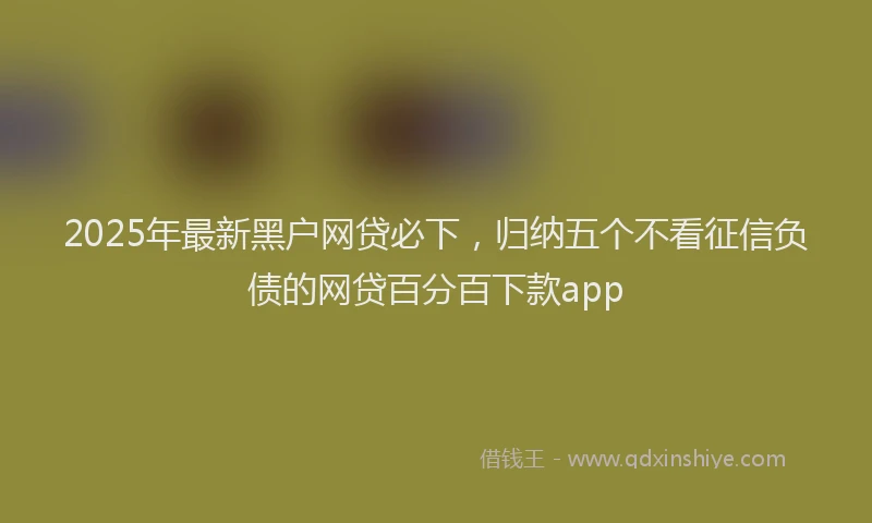 2025年最新黑户网贷必下，归纳五个不看征信负债的网贷百分百下款app