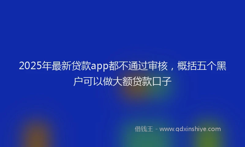 2025年最新贷款app都不通过审核，概括五个黑户可以做大额贷款口子
