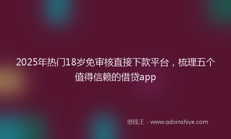 2025年热门18岁免审核直接下款平台，梳理五个值得信赖的借贷app
