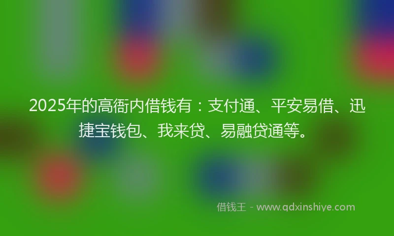 2025年的高衙内借钱有：支付通、平安易借、迅捷宝钱包、我来贷、易融贷通等。