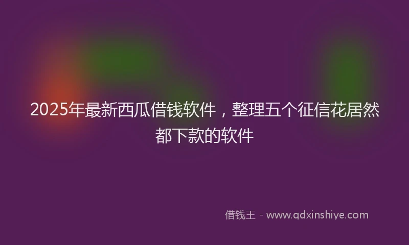 2025年最新西瓜借钱软件，整理五个征信花居然都下款的软件