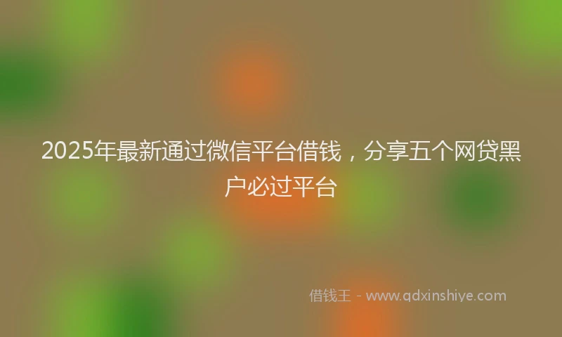 2025年最新通过微信平台借钱，分享五个网贷黑户必过平台