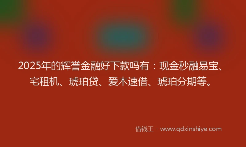 2025年的辉誉金融好下款吗有：现金秒融易宝、宅租机、琥珀贷、爱木速借、琥珀分期等。