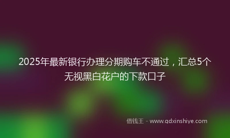 2025年最新银行办理分期购车不通过，汇总5个无视黑白花户的下款口子
