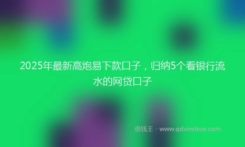 2025年最新高炮易下款口子，归纳5个看银行流水的网贷口子