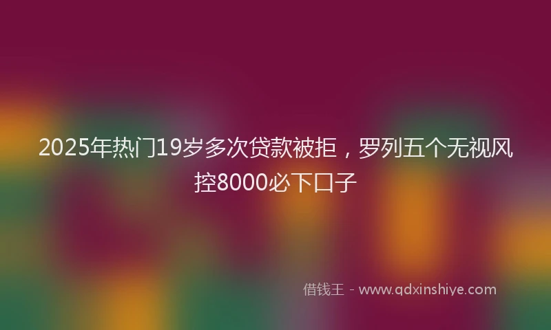 2025年热门19岁多次贷款被拒，罗列五个无视风控8000必下口子