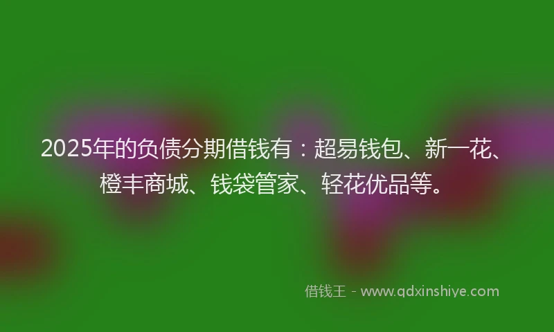 2025年的负债分期借钱有：超易钱包、新一花、橙丰商城、钱袋管家、轻花优品等。