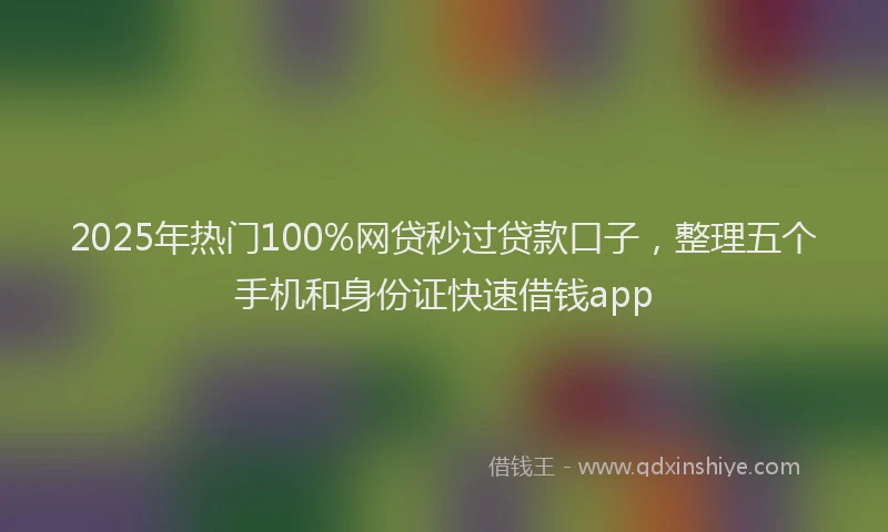 2025年热门100%网贷秒过贷款口子，整理五个手机和身份证快速借钱app