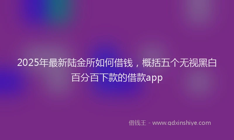 2025年最新陆金所如何借钱，概括五个无视黑白百分百下款的借款app