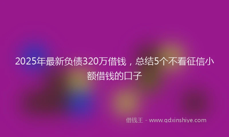 2025年最新负债320万借钱，总结5个不看征信小额借钱的口子