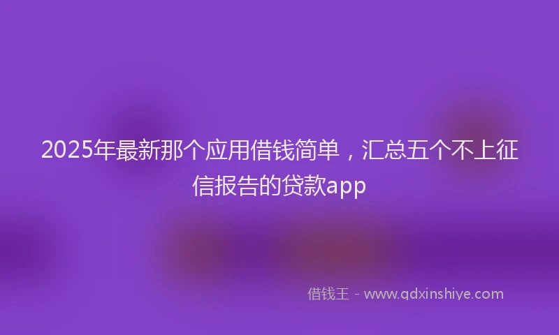 2025年最新那个应用借钱简单，汇总五个不上征信报告的贷款app