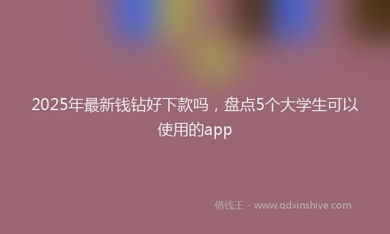 2025年最新钱钻好下款吗，盘点5个大学生可以使用的app