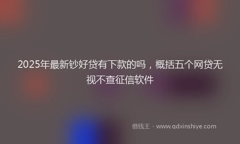 2025年最新钞好贷有下款的吗，概括五个网贷无视不查征信软件