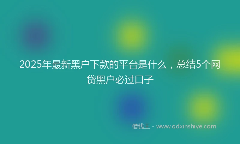 2025年最新黑户下款的平台是什么，总结5个网贷黑户必过口子