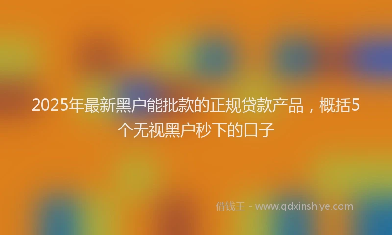 2025年最新黑户能批款的正规贷款产品，概括5个无视黑户秒下的口子
