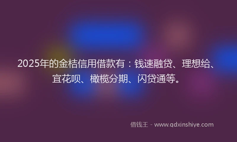 2025年的金桔信用借款有：钱速融贷、理想给、宜花呗、橄榄分期、闪贷通等。