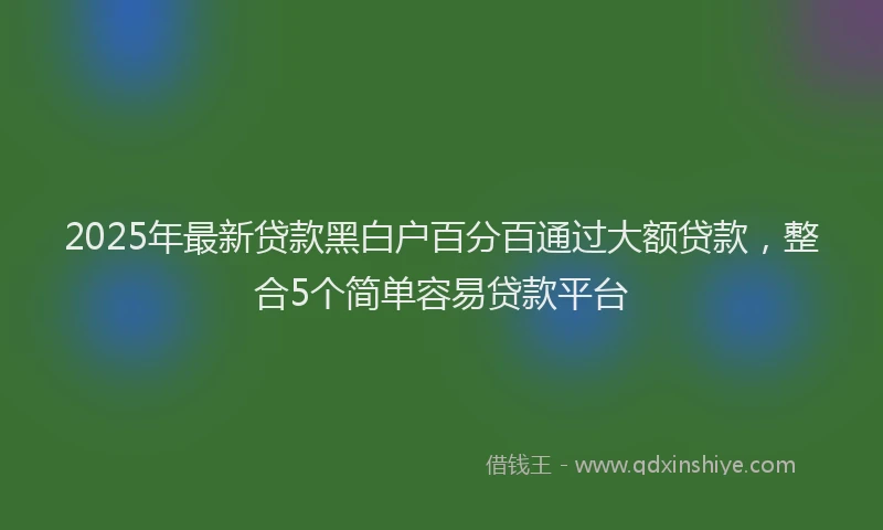 2025年最新贷款黑白户百分百通过大额贷款，整合5个简单容易贷款平台