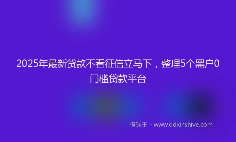 2025年最新贷款不看征信立马下，整理5个黑户0门槛贷款平台
