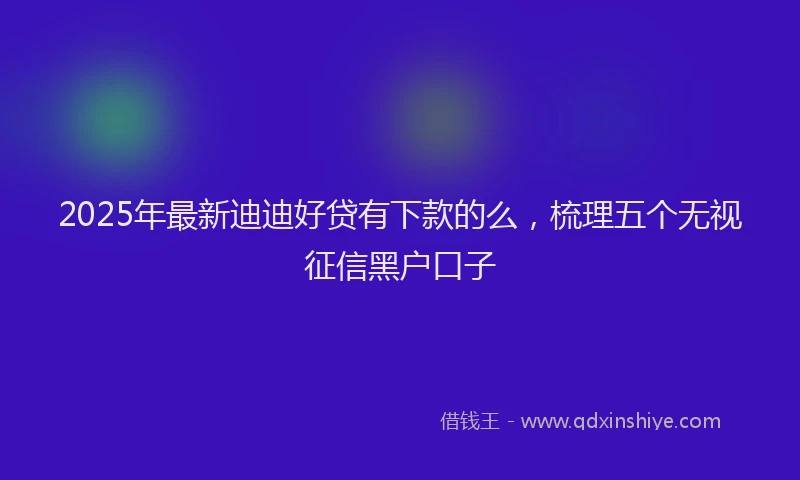 2025年最新迪迪好贷有下款的么，梳理五个无视征信黑户口子
