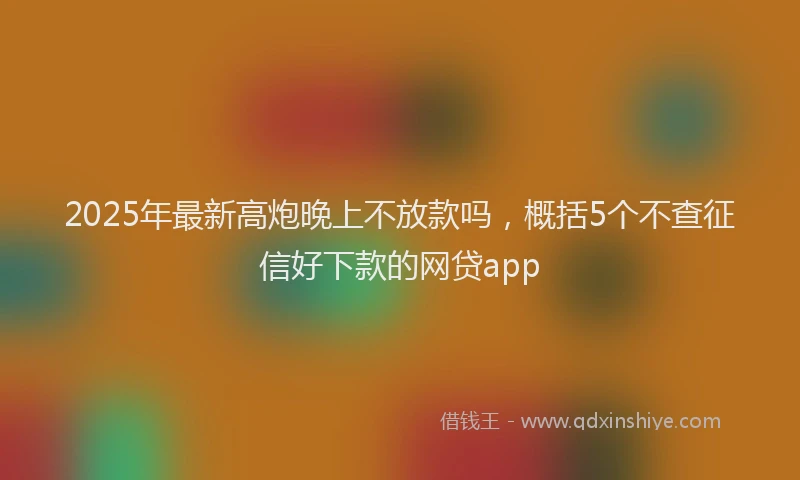 2025年最新高炮晚上不放款吗，概括5个不查征信好下款的网贷app
