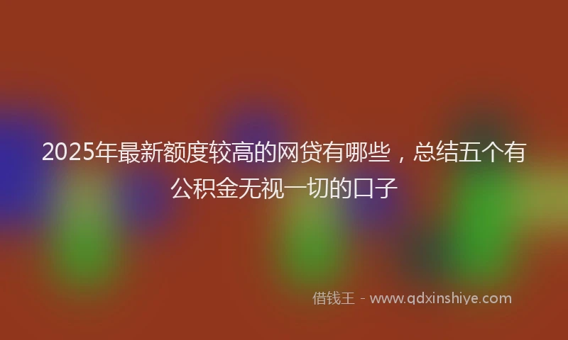 2025年最新额度较高的网贷有哪些，总结五个有公积金无视一切的口子