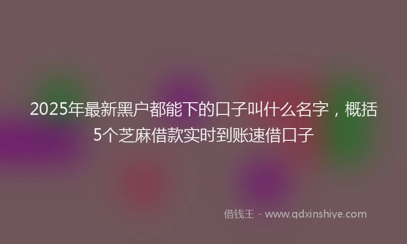 2025年最新黑户都能下的口子叫什么名字，概括5个芝麻借款实时到账速借口子
