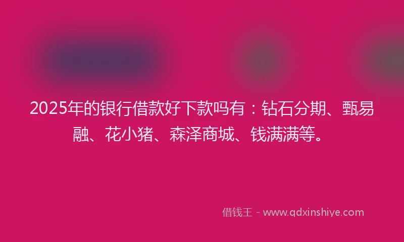 2025年的银行借款好下款吗有：钻石分期、甄易融、花小猪、森泽商城、钱满满等。
