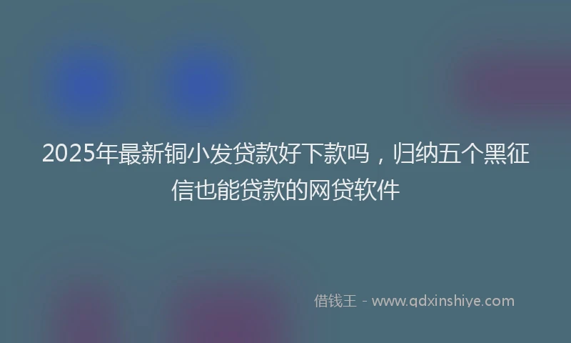 2025年最新铜小发贷款好下款吗，归纳五个黑征信也能贷款的网贷软件