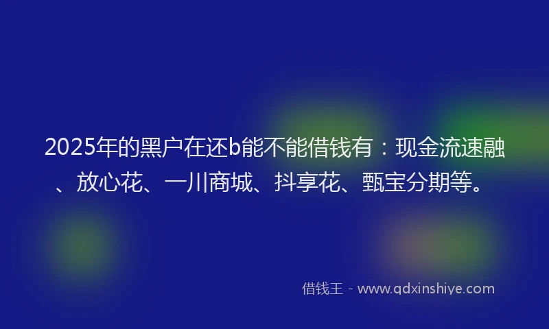 2025年的黑户在还b能不能借钱有：现金流速融、放心花、一川商城、抖享花、甄宝分期等。