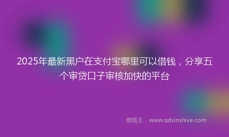 2025年最新黑户在支付宝哪里可以借钱，分享五个审贷口子审核加快的平台
