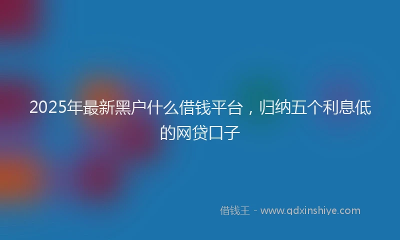 2025年最新黑户什么借钱平台，归纳五个利息低的网贷口子