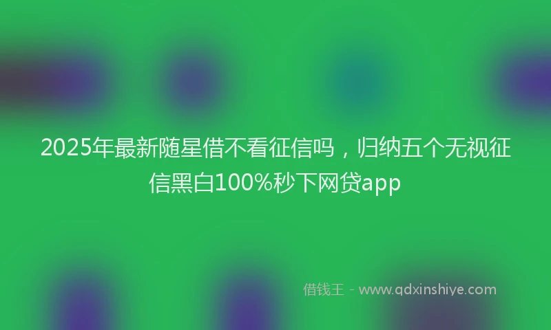 2025年最新随星借不看征信吗，归纳五个无视征信黑白100%秒下网贷app