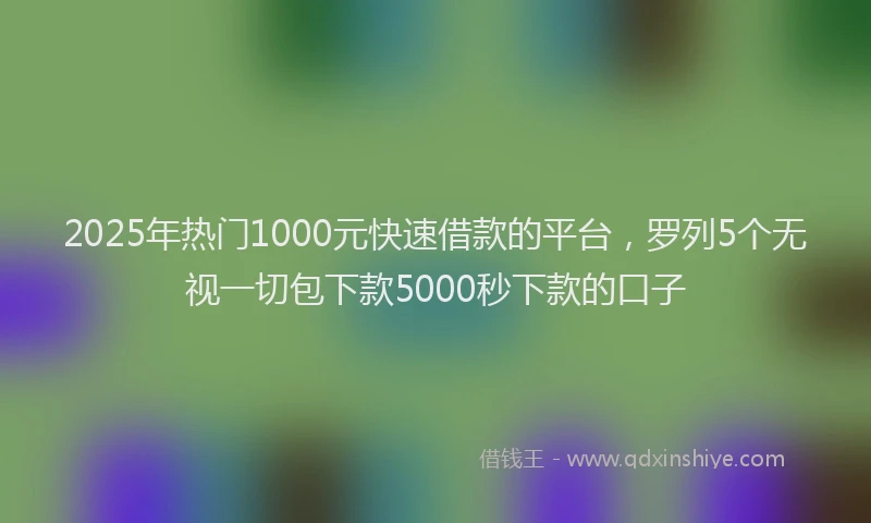 2025年热门1000元快速借款的平台，罗列5个无视一切包下款5000秒下款的口子