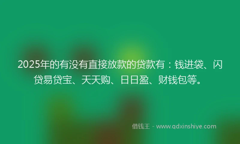 2025年的有没有直接放款的贷款有：钱进袋、闪贷易贷宝、天天购、日日盈、财钱包等。