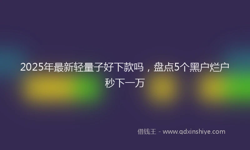 2025年最新轻量子好下款吗，盘点5个黑户烂户秒下一万