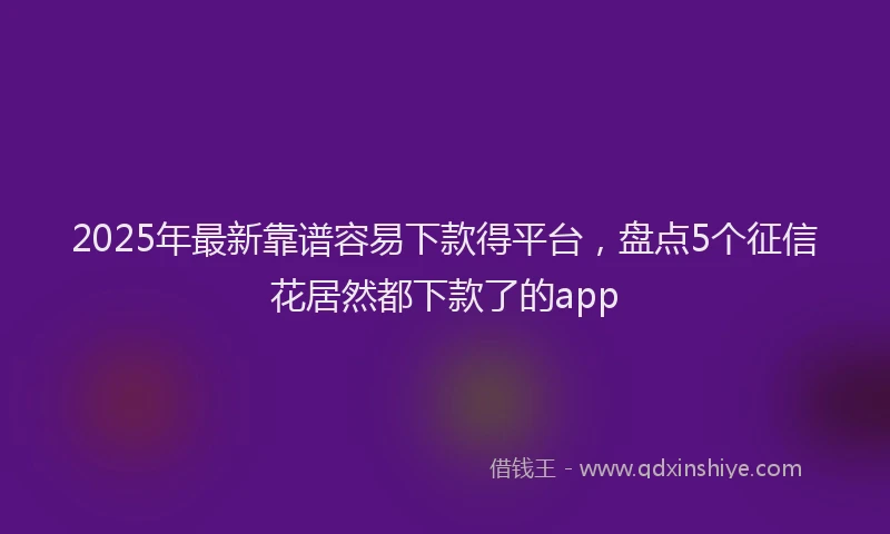 2025年最新靠谱容易下款得平台，盘点5个征信花居然都下款了的app