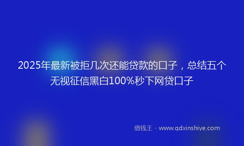 2025年最新被拒几次还能贷款的口子，总结五个无视征信黑白100%秒下网贷口子